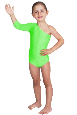 BODY DANZA LYCRA MONOSPALLA MANICA TRE QUARTI VERDE BABY